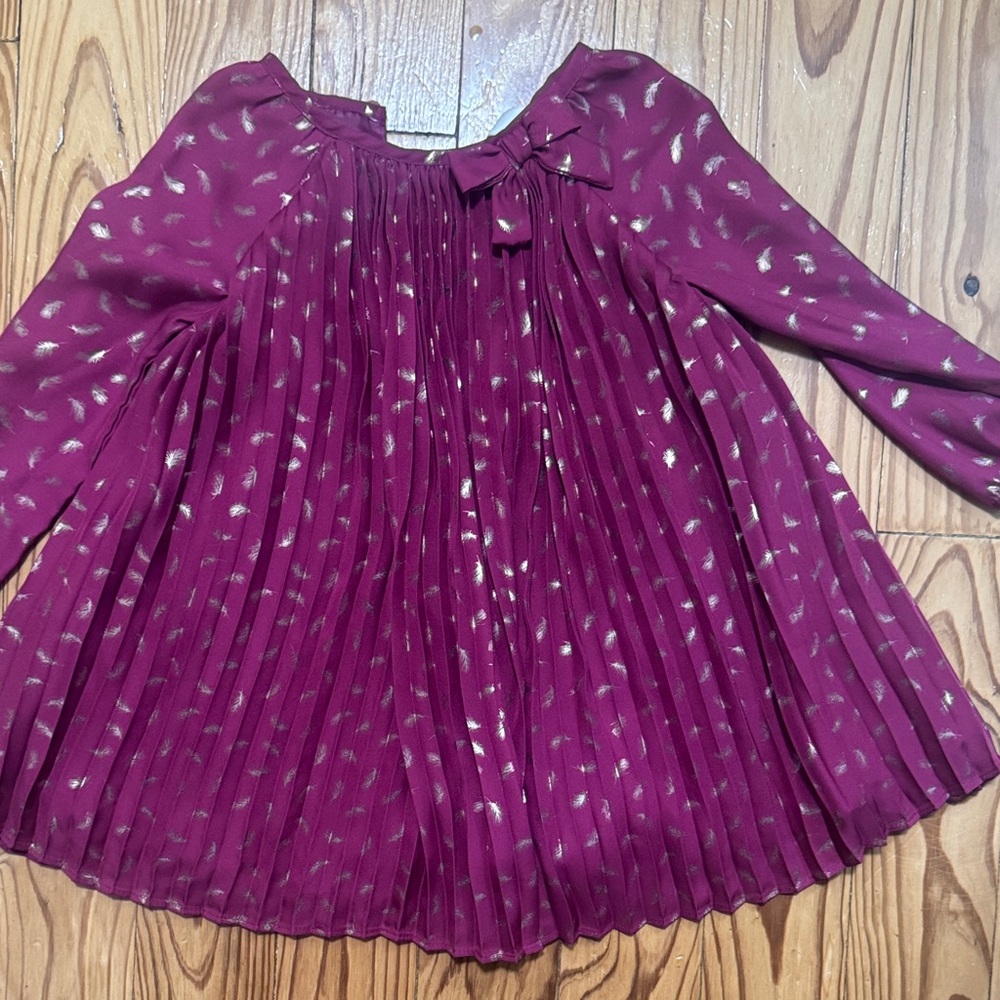 Cherokee Maroon Dress with Gold Leaf Pattern